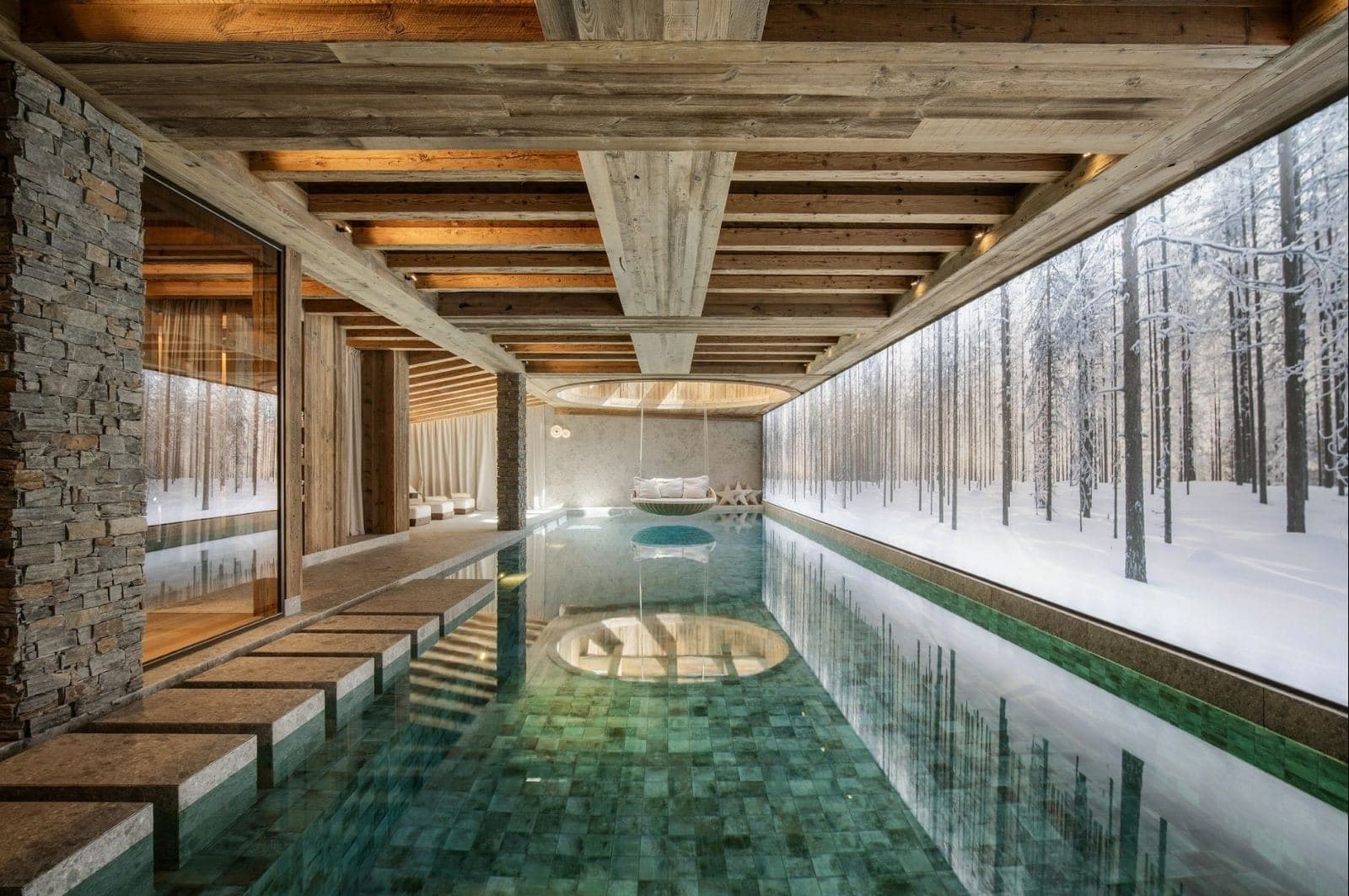 The 17-metre indoor pool of Chalet Moon, Courchevel 1850