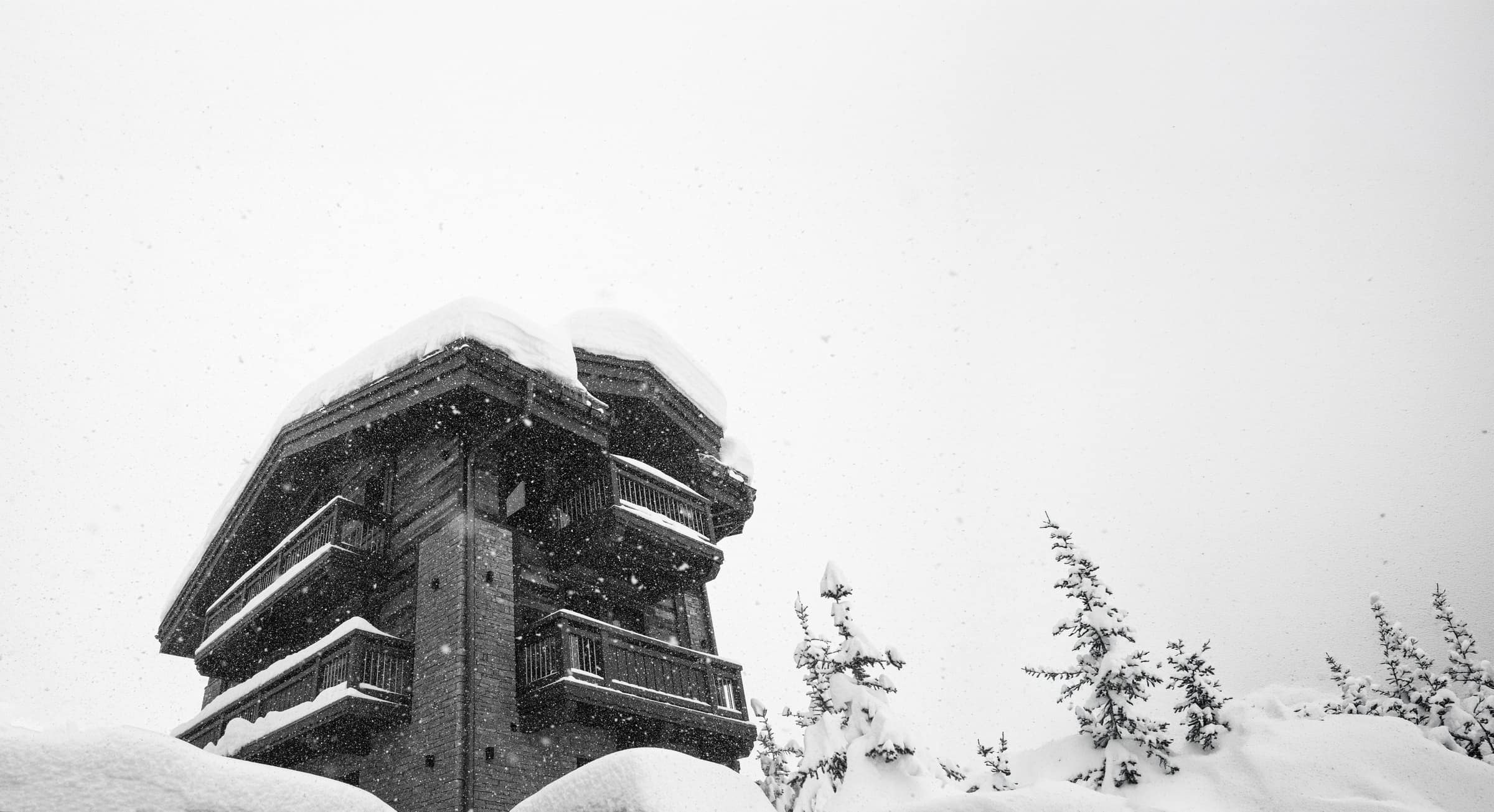 Mountain landscape in Courchevel, black and white