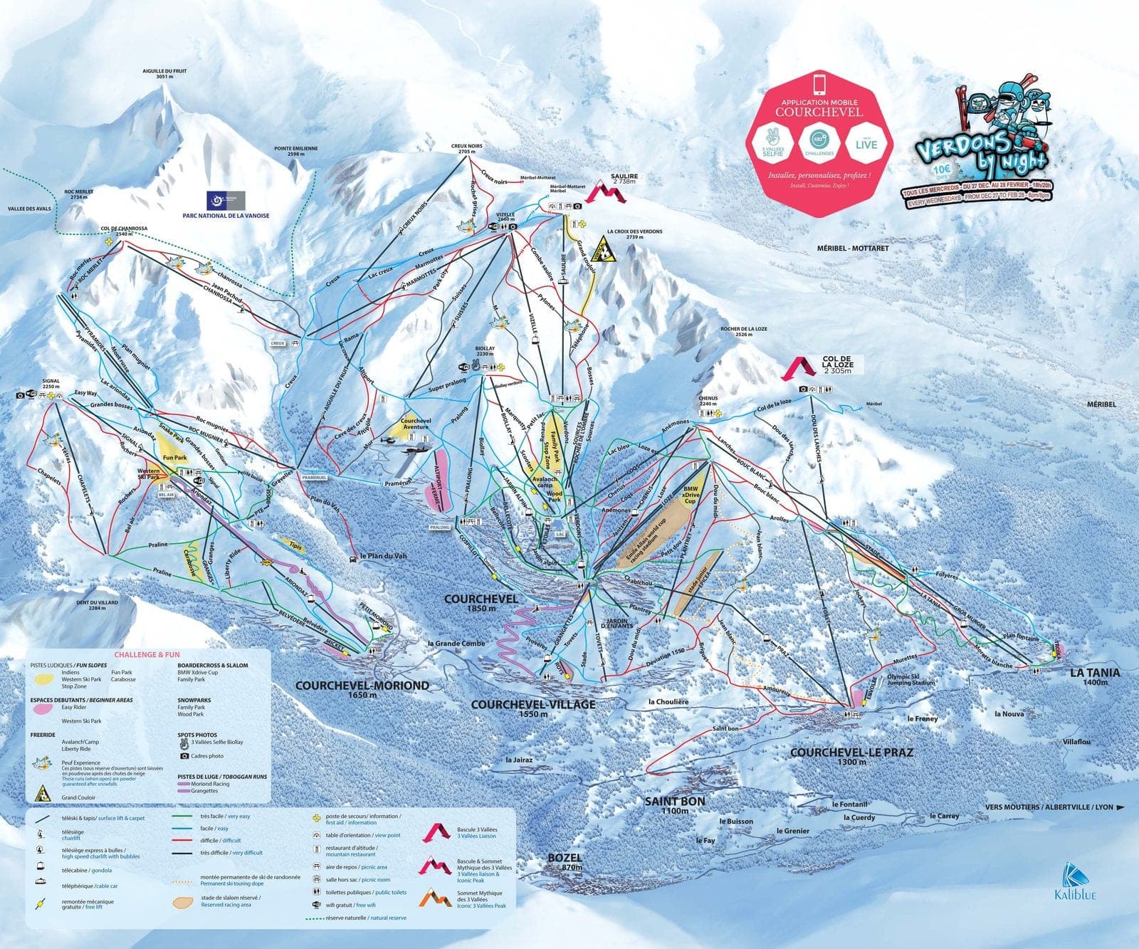 Piste map of the Courchevel ski area